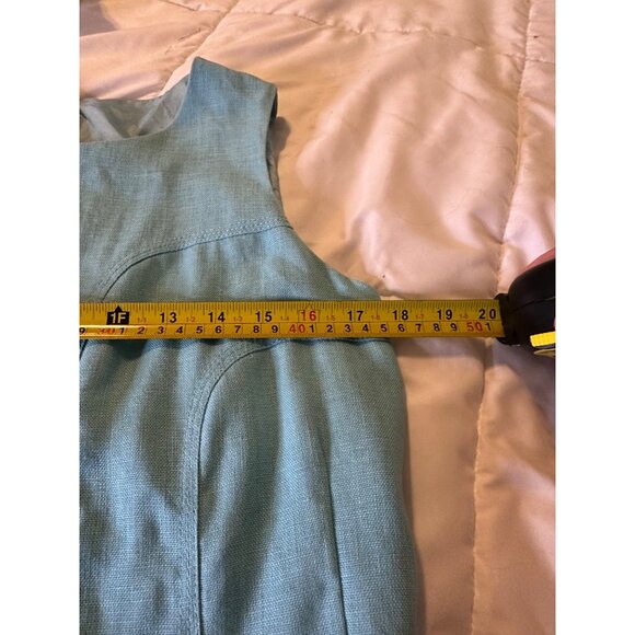 Anne Klein Womens Aqua Blue Sleeveless Linen lined Sheath Dress Size 12  read - Picture 10 of 16
